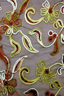 Sequins on Embroidered Stretch Tulle 0