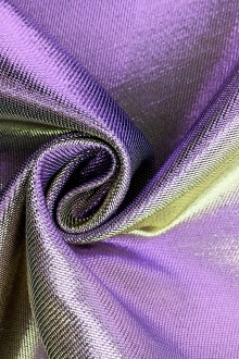French Cotton Blend Iridescent Metallic Twill in Lilac and Gold0