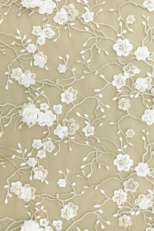 Embroidered Illusion with Floral Appliqués and Clear Sequins0