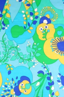 Printed Silk Charmeuse with Illustrated Leaves and Florals0