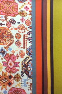 French Viscose Knit Multicolor Mediterranean Motifs0