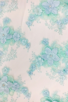 Flowers Appliqued on Embroidered Tulle0