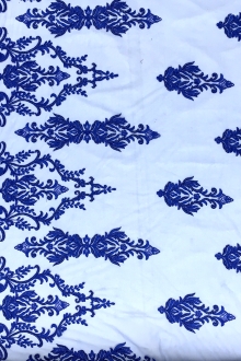 Embroidered and Beaded Tulle in Royal Blue0