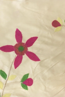 Embroidered Silk Shantung with Floral Motifs0