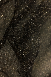 Metallic Nylon Tulle in Nero and Gold0