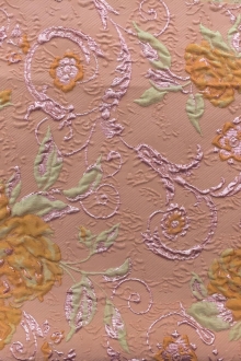 Silk Blend Matelassé with Flowers and Swirls0