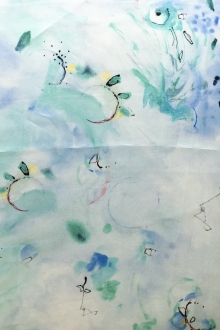 Printed Silk Satin Organza with Abstract Painterly Shapes0