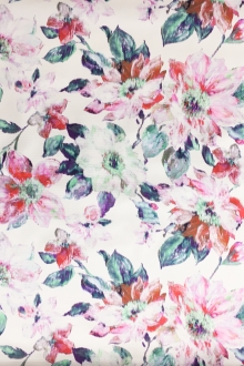 Printed Silk Jacquard Back Satin with Abstract Color Distorted Flowers0