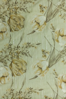 Detailed Floral Embroidery on Metallic Crinkle Silk 0