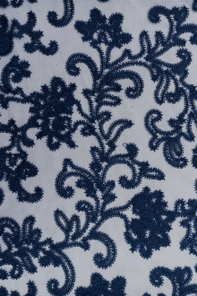Embroidered Tulle in Navy0