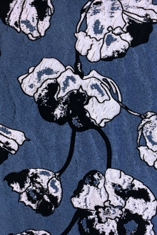 Silk Blend Jacquard Brocade with Florals0
