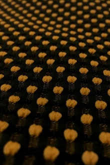 Polyester Swiss Dot Brocade with Marigold Dots0