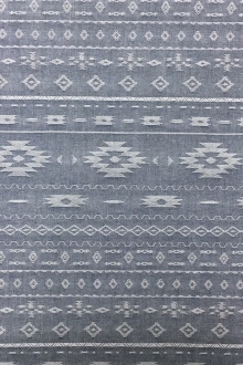 Cotton Chambray Jacquard With Navajo Pattern In Indigo0