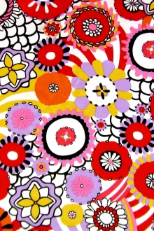 Printed Silk Charmeuse with Vibrant Illustrated Flowers0