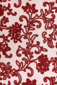 Embroidered Tulle in Oxblood0
