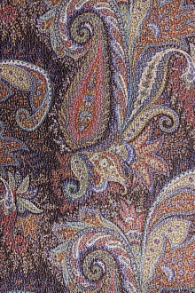 Silk and Wool Blend Metallic Crepe with Paisley Patterns0