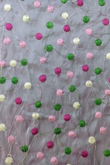 Iridescent Silk Shantung with Embroidered Dots0