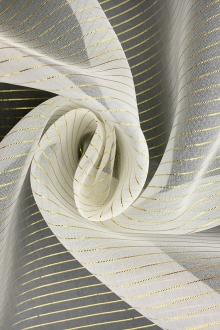 Gold Metallic Striped Silk Chiffon0