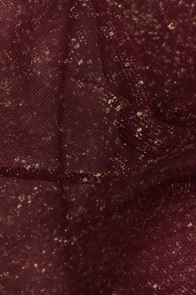 Metallic Nylon Tulle in Bordeaux and Gold0