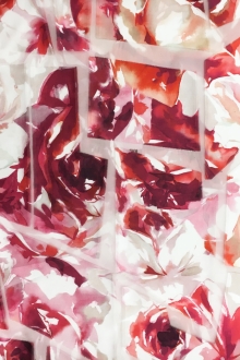 Floral Polyester and Silk Blend Organza with Burnout Geometric Patterns0