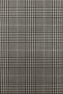 Italian Stretch Wool Glen Check in Black and White0