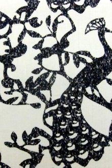 Linen Upholstery Peacock Print0