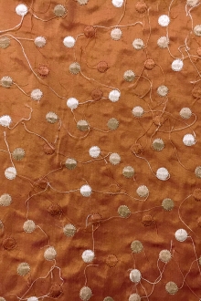 Iridescent Silk Shantung with Embroidered Dots0