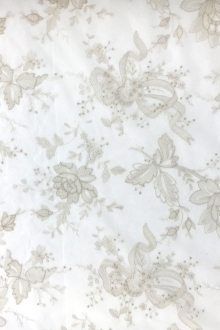 Jacob Schlaepfer Metallic Embroidered Tulle with Florals and Ribbons in Champagne0