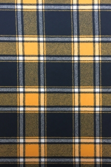 Italian Virgin Wool Tartan Plaid in Yellow and Navy0