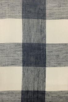 Linen Mesh Plaid in New Indigo and Ivory0