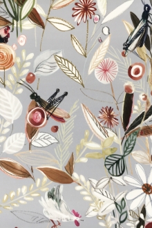 Printed Silk 6Ply Crepe with Forest Wildlife Illustrations 0