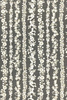 Beaded and Embroidered Tulle with Rows of Detailed Florals in Ivory0