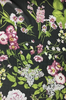 Printed Silk Chiffon with Florals in Black0