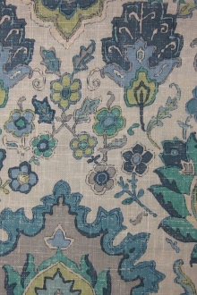 Linen Blend Upholstery Turkish Floral Print 0