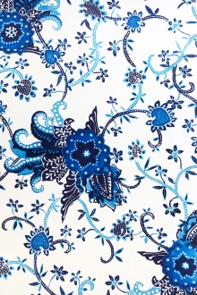 Silk Charmeuse with Batik Like Florals0