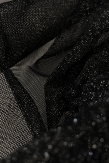 Metallic Nylon Tulle in Nero and Silver0