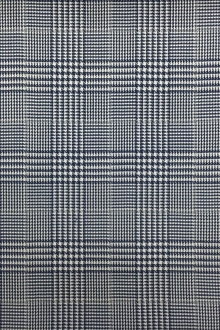 Italian Wool Lycra Glen Plaid in Blue0