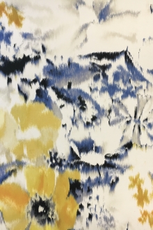 Silk Mikado with Warp Printed Florals0