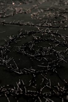 Polyester Taffeta with Lurex Embroidered Swirls0