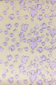 Embroidered Metallic Tulle with Degradé Flowers and Butterflies0