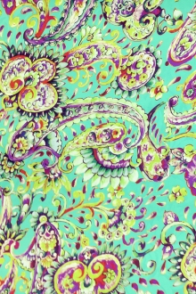 Printed Silk Jacquard with Italian Tile Paisley0