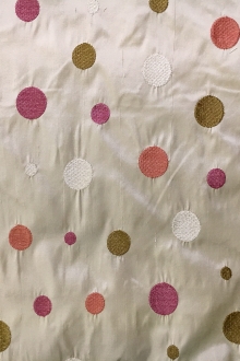 Silk Shantung with Embroidered Polka Dots0