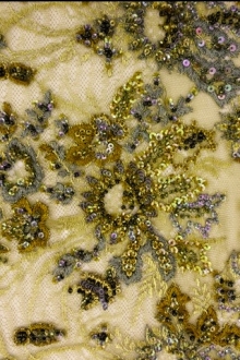 Beaded Metallic Chantilly Lace0