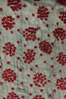 REDUCED Hand Beaded Silk Chiffon with Small Flower Clusters0