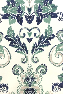 Cotton Canvas Floral Filigree Print in Green0