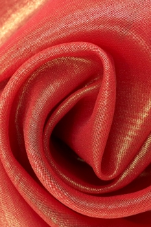 Microfiber Gold Metallic Chiffon in Scarlet0