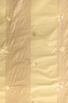 Silk Shantung with Thick Stripes and Small Floral Embroiders0