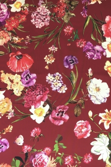 Printed 6Ply Silk Crepe with Large Vibrant Flowers 0