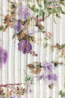 Metallic Lightweight Satin with Floral Printed Eyelashes0