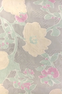 Silk Blend Metallic Fil Coupé Organza with Floral Motifs0